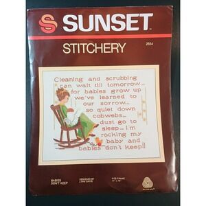 Sunset Stitchery Cross Stitch Kit 2654 Babies Don't Keep Rocking Chair MCM